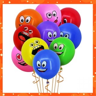 10 bong bóng trang trí hình mặt cảm xúc nhiều màu bóng bay trang trí sinh nhật bong bóng cao su