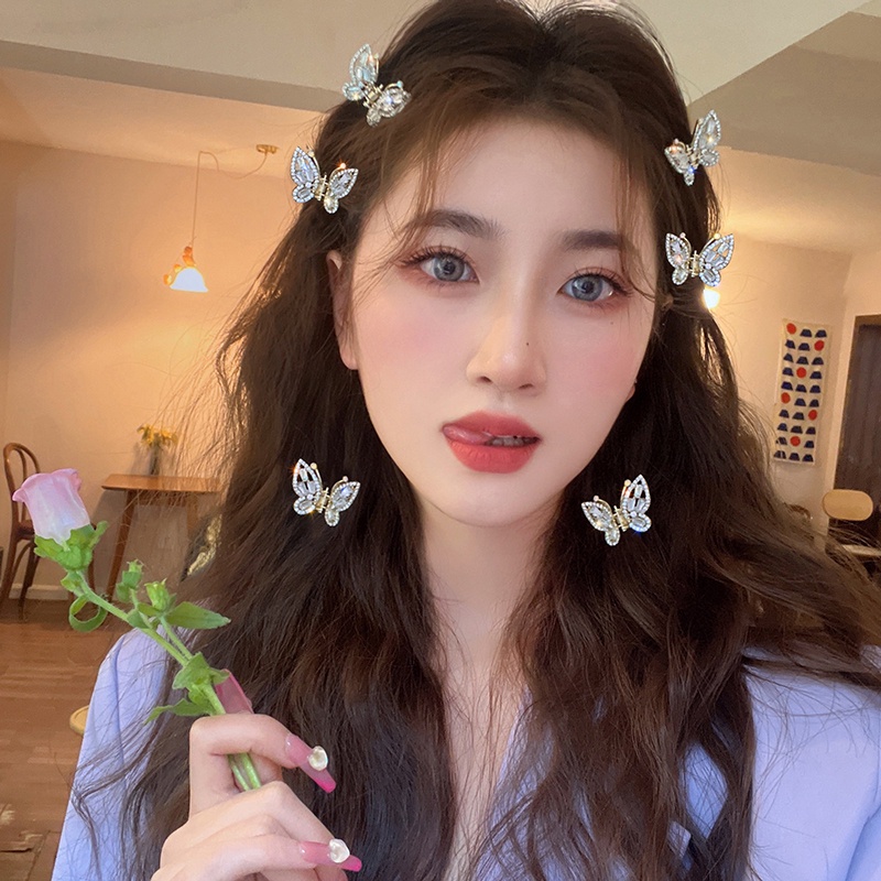 Kẹp Tóc Hình Bướm Đính Đá Zircon Lấp Lánh Phong Cách Hàn Quốc Thanh Lịch Dành Cho Nữ