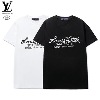 Áo Thun Cotton Tay Ngắn In Họa Tiết Lv Thời Trang Cho Nam Và Nữ