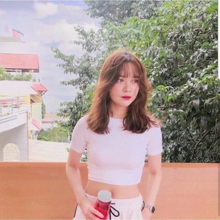 Áo crotop CỘC TAY cổ tròn ( Ảnh thật)