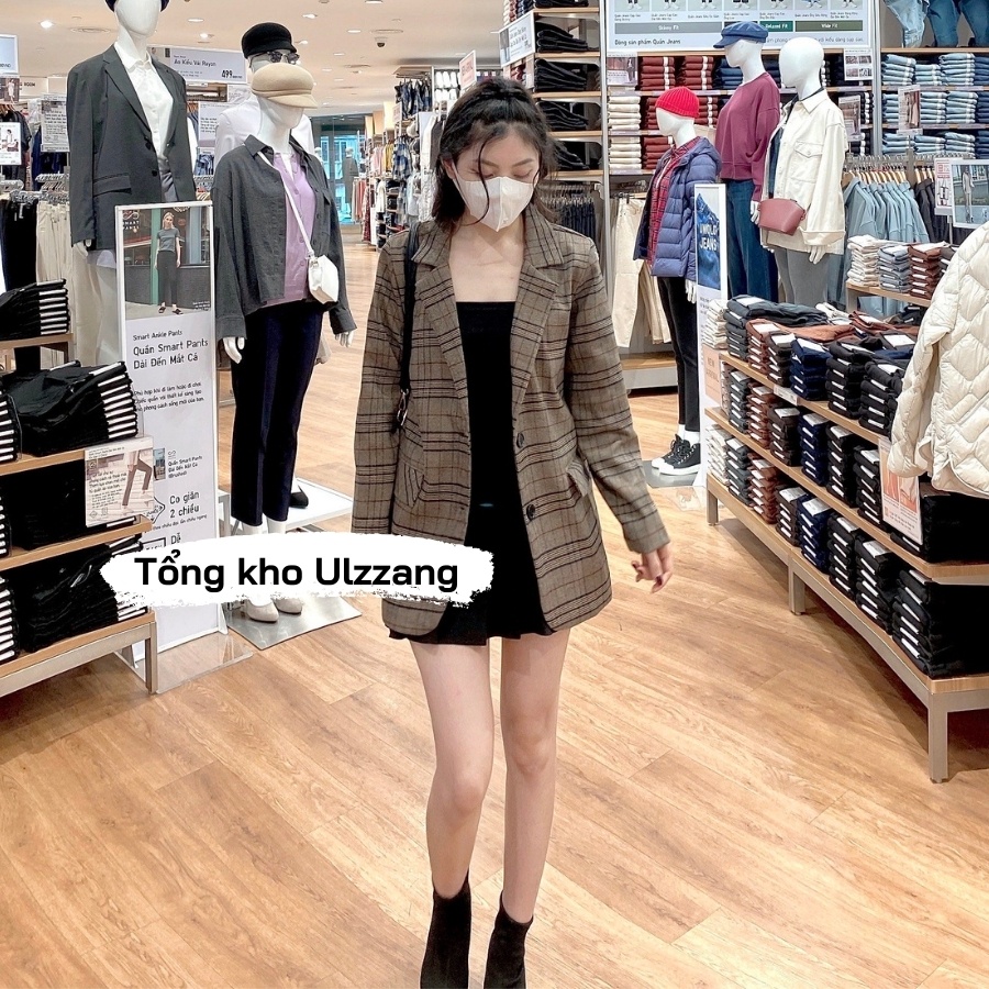 [ẢNH/VIDEO THẬT] Áo blazer dạ kẻ caro dày dặn 2 lớp phong cách Ulzzang trẻ trung | BigBuy360 - bigbuy360.vn
