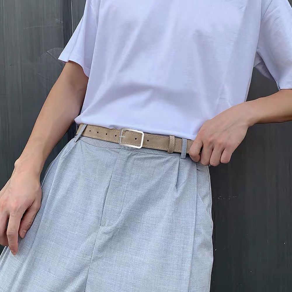 Thắt lưng da khóa kim loại hình vuông nhiều màu tùy chọn phong cách Hàn Quốc cổ điển thời trang cho nữ