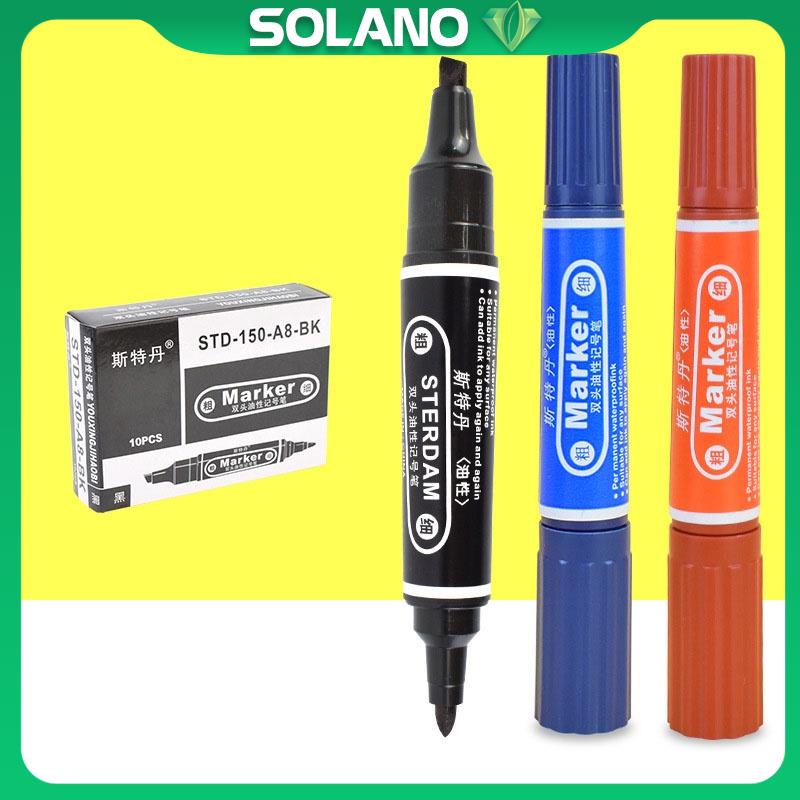 Bút dạ SOLANO Marker 2 đầu size lớn bút lông dầu đánh dấu không trôi mực SP-001362