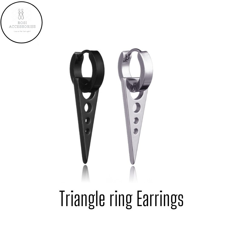 Khuyên Tai Nam Titan Triangle Ring Earrings Hàn Quốc Kiểu Kẹp, Sỏ Lỗ Tai (1 Chiếc)