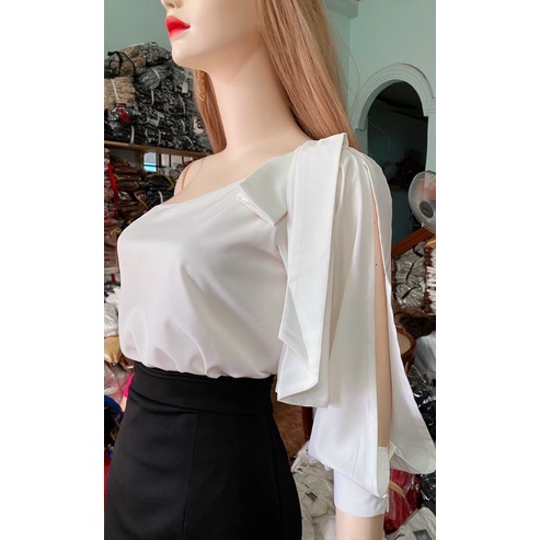 SET ÁO LỆCH VAI PHỐI CHAN VÁY XẺ TÀ GIÁ RẺ DƯỚI 100k