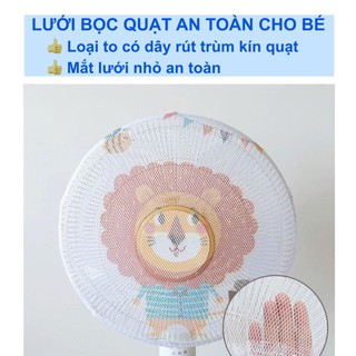 Lưới bọc quạt loại to đẹp có dây rút bọc kín quạt an toàn cho bé