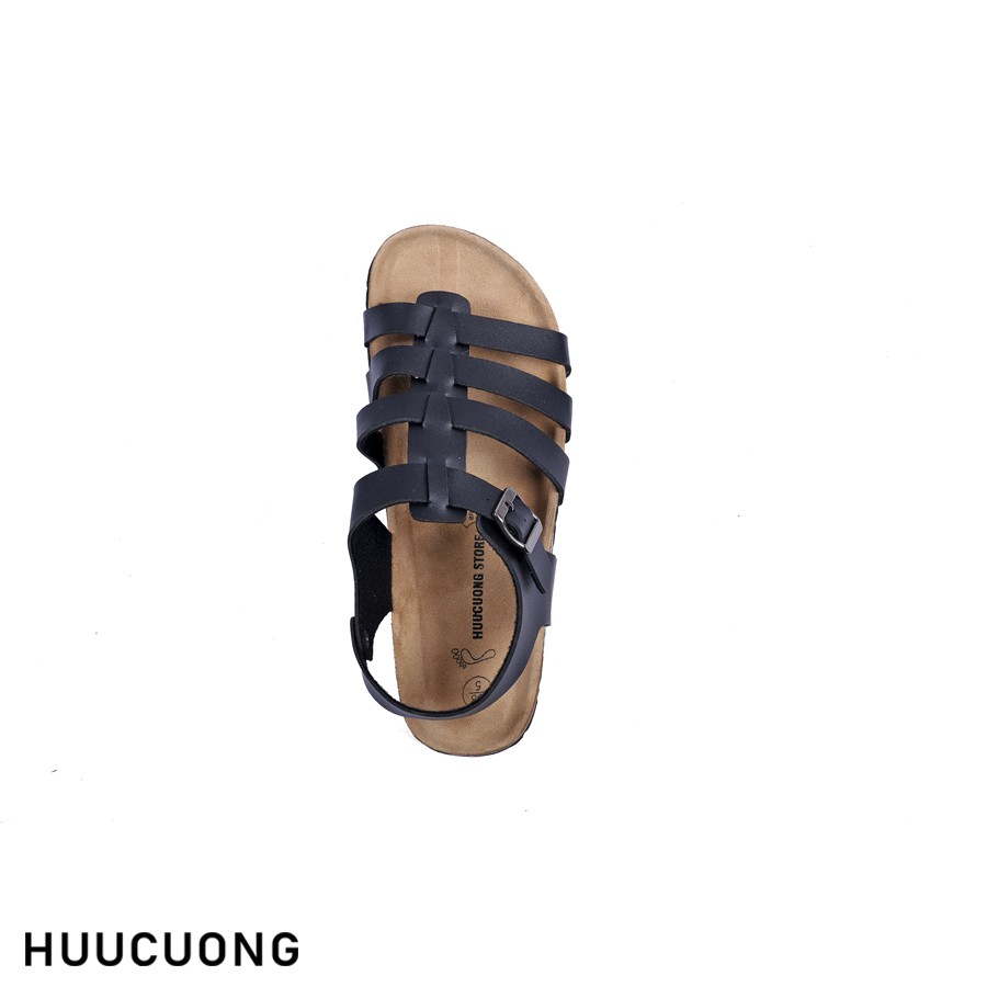 Sandal HuuCuong chiến binh đen đế trấu, hàng giầy dép sandal Hữu Cường chính hãng, thời trang, chịu nước