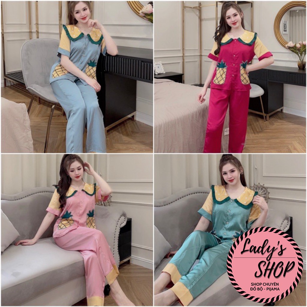 Đồ Bộ Pijama🌸Bộ Lụa Tay Ngắn-Quần Dài Chất Liệu SaTin Hoạ Tiết Xinh Xắn | BigBuy360 - bigbuy360.vn