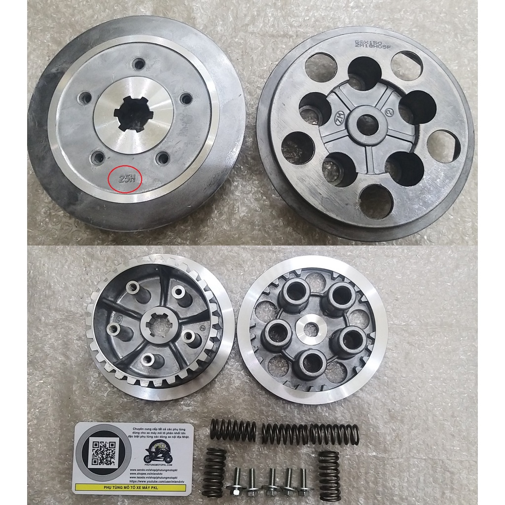 Full bộ côn nồi ly hợp lá sắt lá thép lá bố lá côn Suzuki GZ150A EN150 GR150 GSX150 GS125 GN125 HJ125 RAIDER FX ...