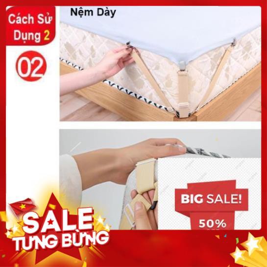 COMBO 4 DÂY kẹp ga giường - kẹp drap giường nệm giữ cố định chống xê dịch tụt góc [ Combo 4 dây ]