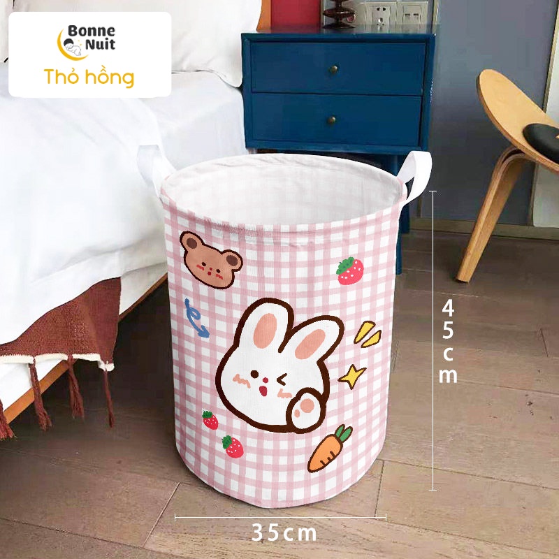 Giỏ Canvas đựng đồ chơi, quần áo cho bé hoạ tiết siêu yêu