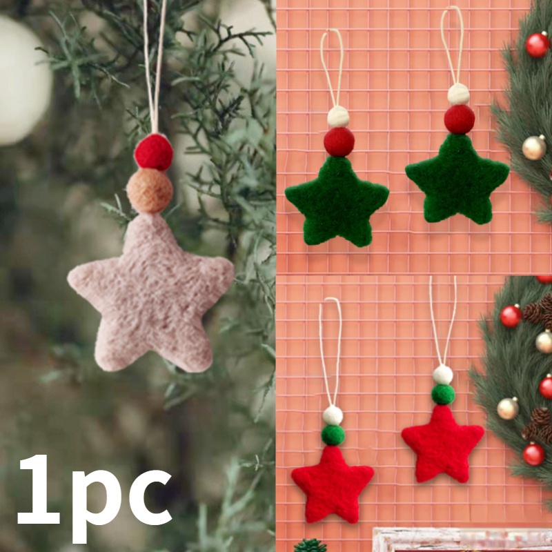 Quả Cầu Lông Xù Hình Ngôi Sao Treo Tường Trang Trí Cây Thông Giáng Sinh