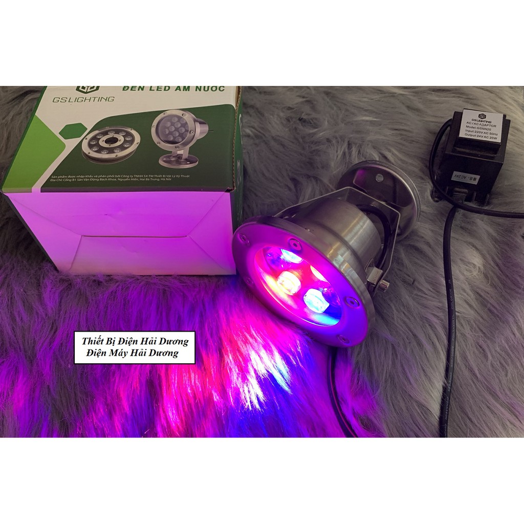 Đèn LED âm nước đổi màu, có đế GS Lighting - công suất 6W - Bảo hành 12 tháng