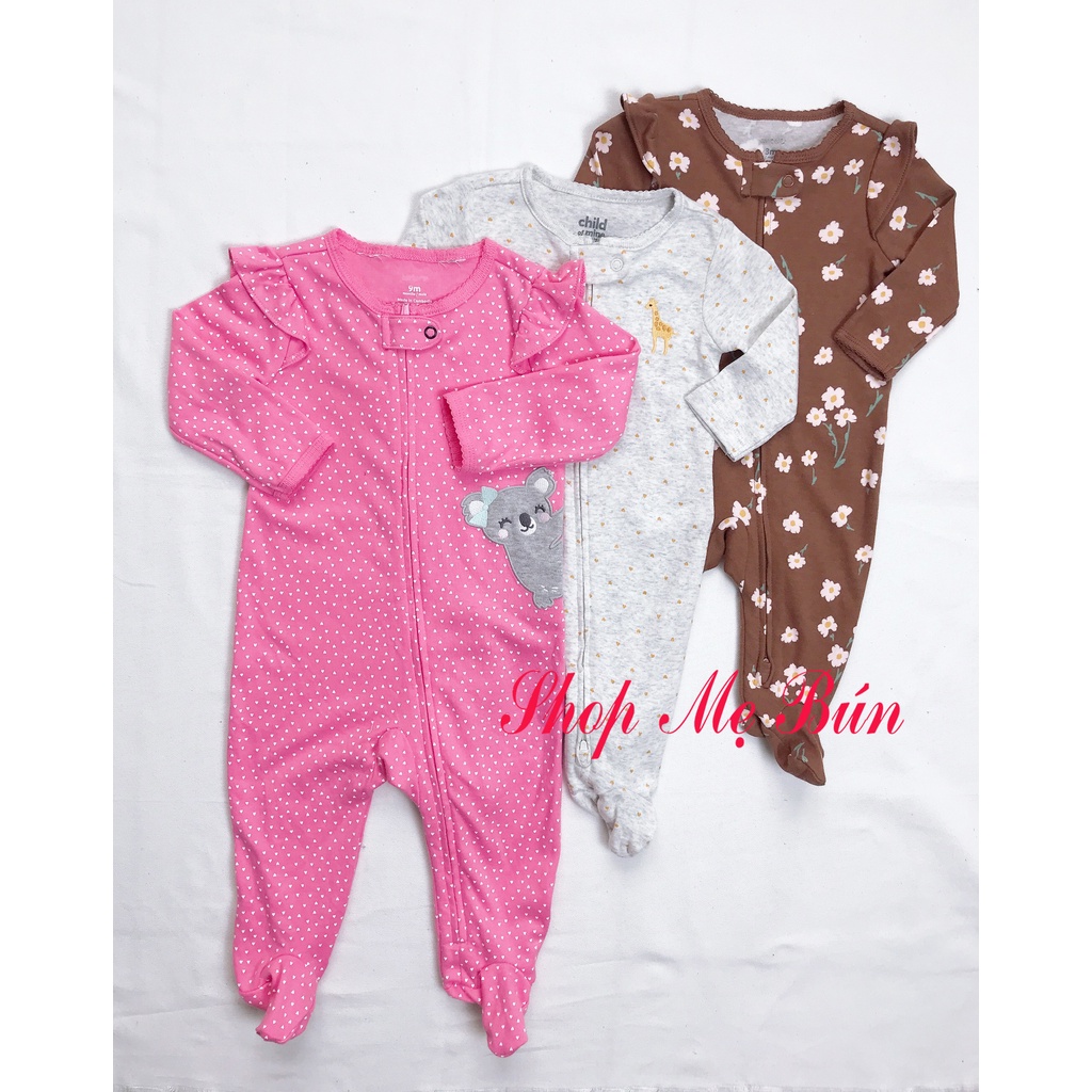 Body sleep vải 100% cotton, bộ liền thân cho bé trai, bé gái hàng xuất dư xịn