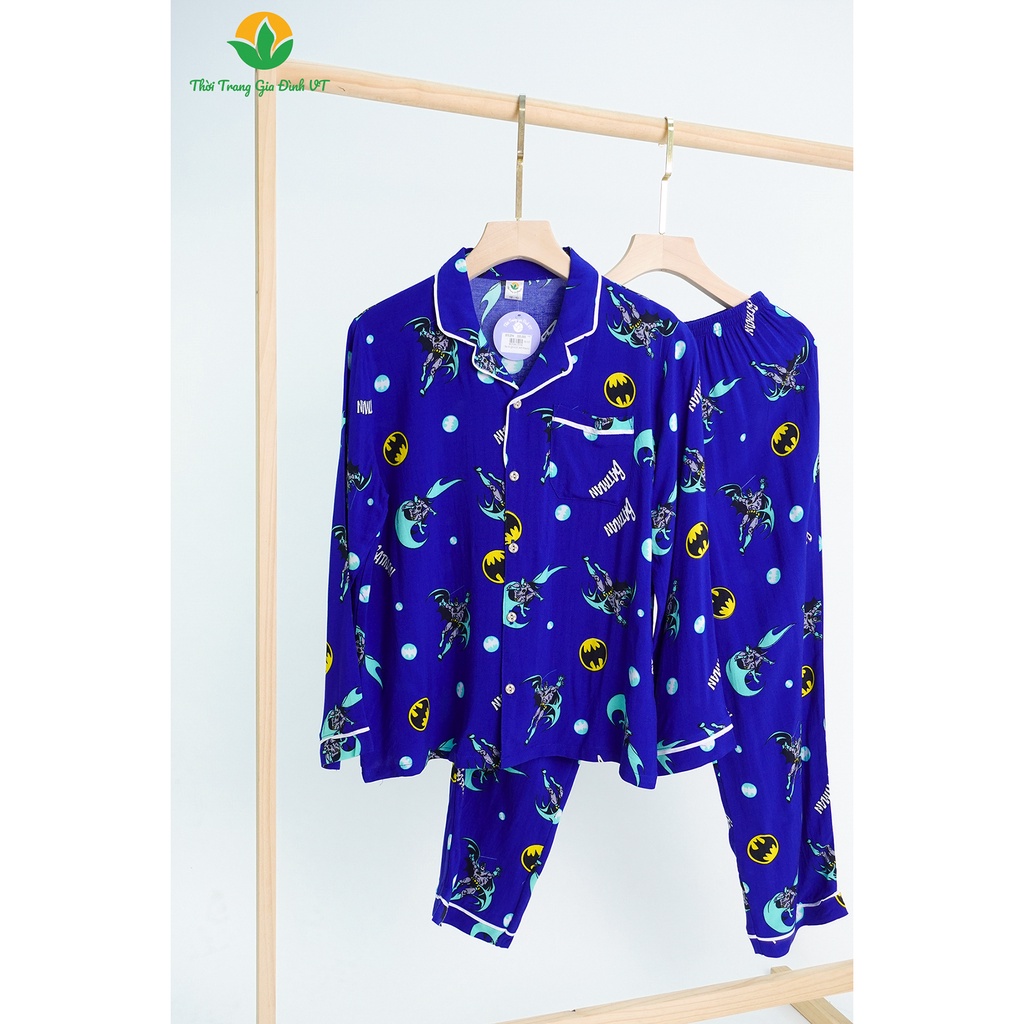 Bộ quần áo pijama bé trai size đại/big size thu đông Việt Thắng quần dài, áo dài tay, chất lanh - B70.2214