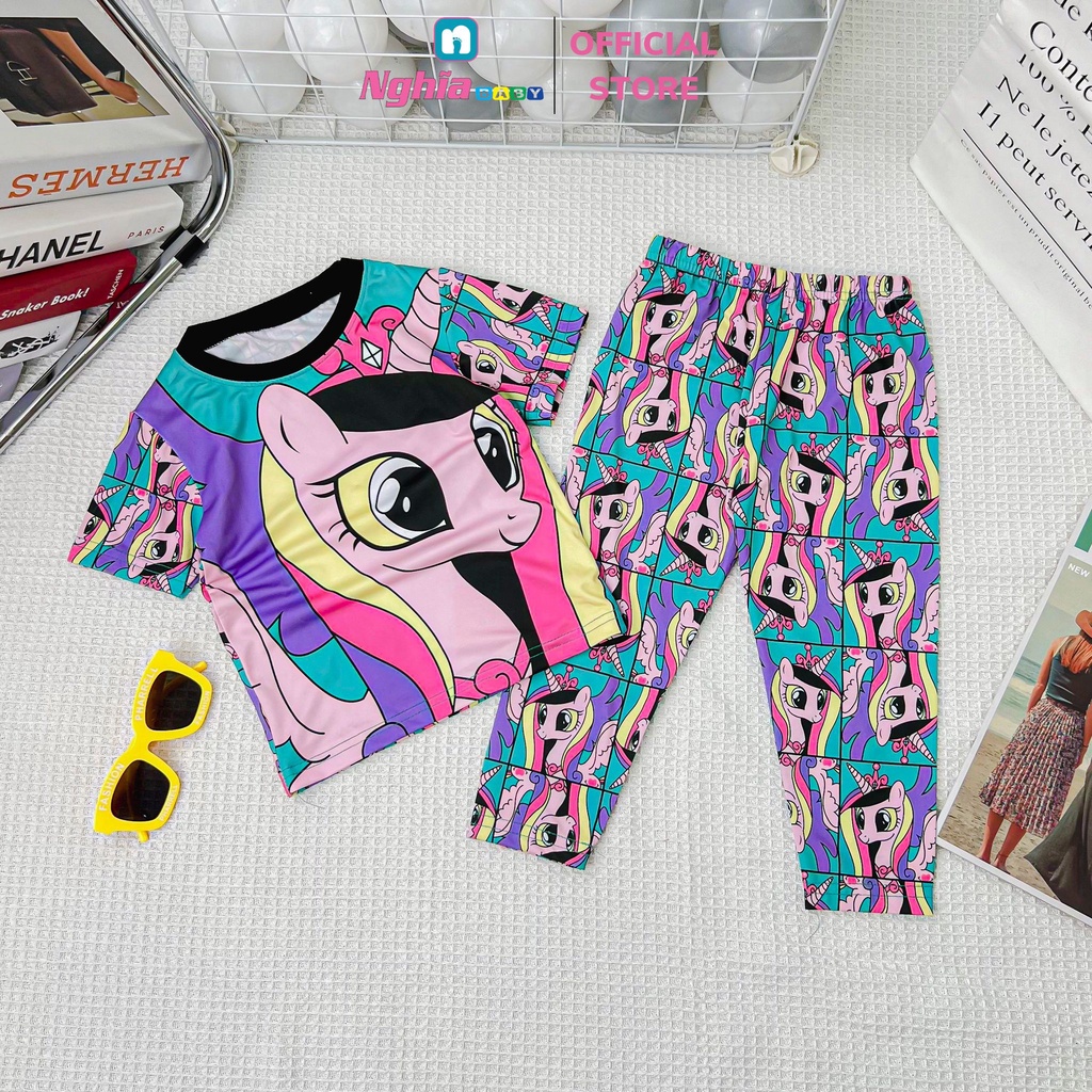 Đồ bộ bé gái thun lạnh 3d NGHĨA BABY dành cho bé từ 10-26kg