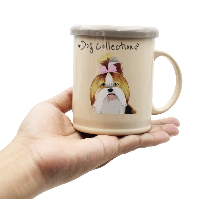 Ca Nhựa Có Nắp 350 ml Dog Collection - Moshi Moshi 313 - Màu Nâu