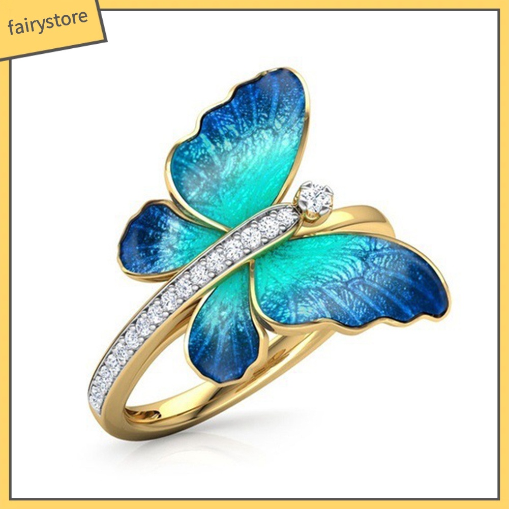 Nhẫn Hợp Kim Đính Đá Hình Bướm Xinh Xắn