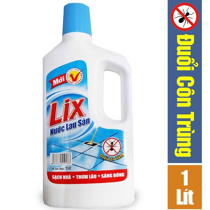 Combo Nước giặt Lix đậm đặc hương hoa 2Kg + Nước lau sàn đuổi côn trùng 1L + Nước rửa chén siêu sạch hương chanh 800g