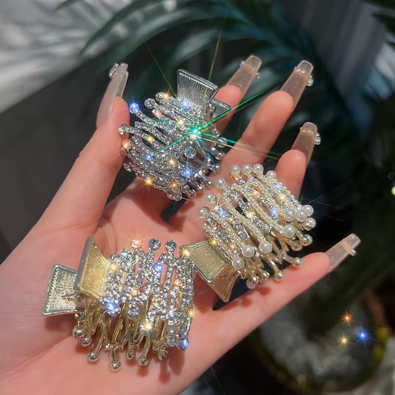 Kẹp tóc càng cua hợp kim đính đá pha lê