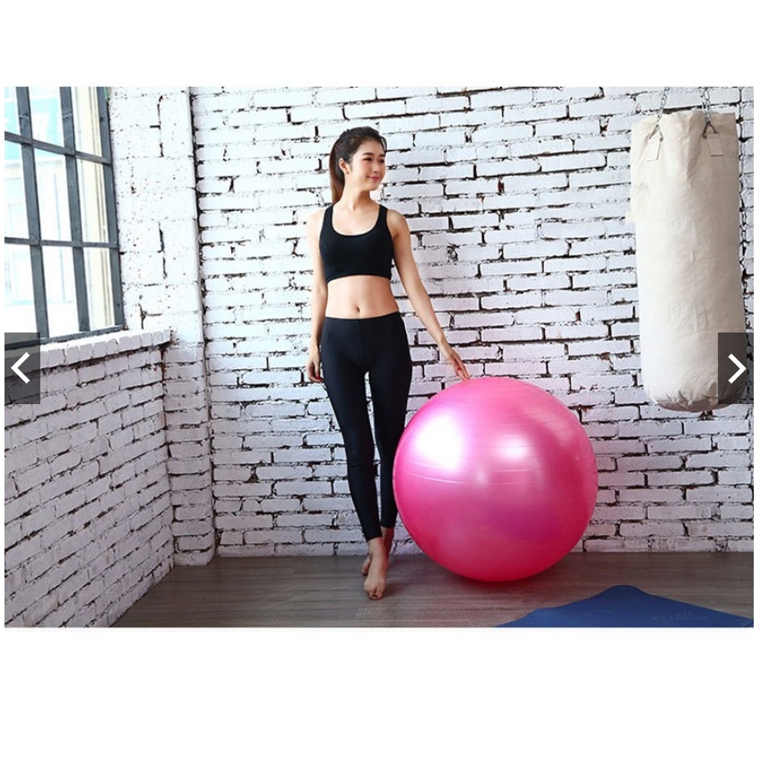 Bóng tập Yoga/Gym trơn (Size 55, 65, 75CM) ( Khách chọn màu + Tặng bơm bóng và bộ kim bơm bóng dự phòng )-Bóng Trơn