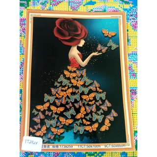 Tranh thêu chữ thập cô gái đẹp 60*90cm