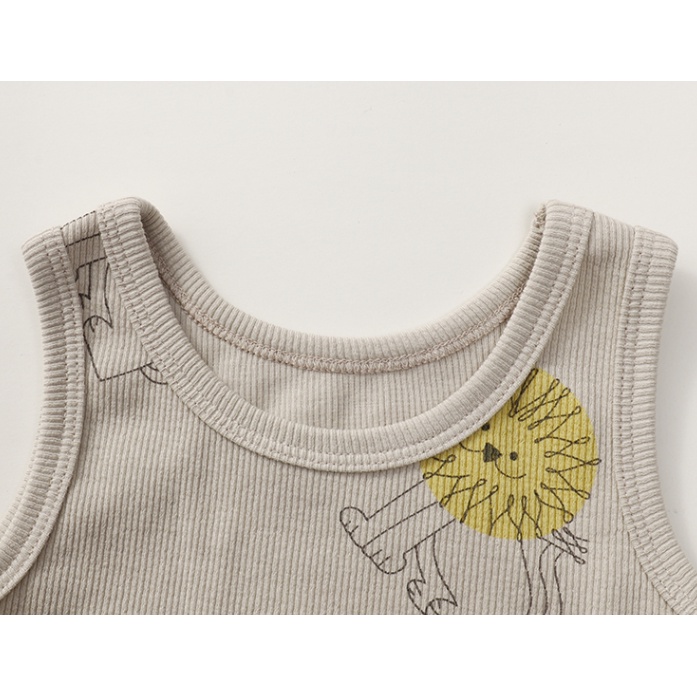 Bộ Áo Liền Quần Sát Nách Vải Cotton Màu Trơn In Họa Tiết Thời Trang Cho Bé Trai Và Gái