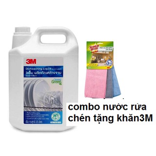 com bo nước rửa chén 3M tặng khăn 3M ( 3 chiếc khăn)