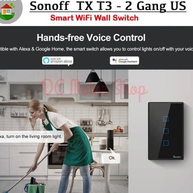 Công Tắc Cảm Ứng Thông Minh Gắn Tường Sonoff Touch Tx T3 Us-2Gang Wifi-Fi & Rf 433mhz