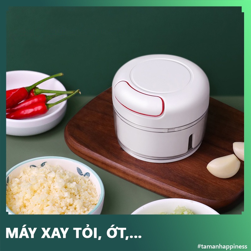 Dụng cụ xay tỏi, ớt, gừng, hành khô - nghiền thực phẩm dây rút mini FOOD CHOPPER