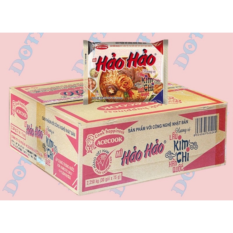 THÙNG 30 GÓI MÌ HẢO HẢO LẨU KIM CHI HÀN QUỐC 75G