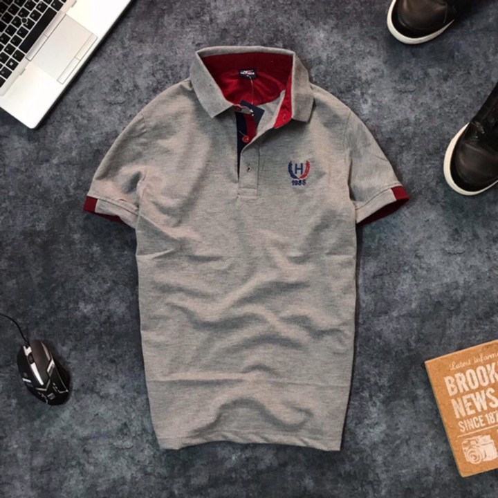 Áo polo nam cao cấp hình bông lúa vải cotton thoáng mát | BigBuy360 - bigbuy360.vn