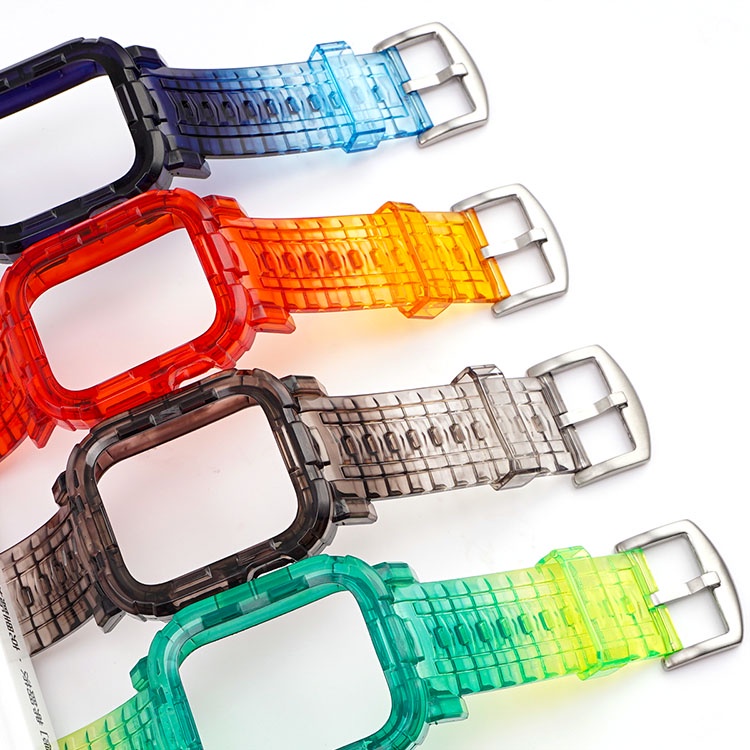 Ốp Silicone Trong Suốt Màu Gradient Cho Apple Watch Series 8 7 6 5 4 3 2 1 SE Iwatch 38mm 40mm 41mm 42mm 44mm 45mm