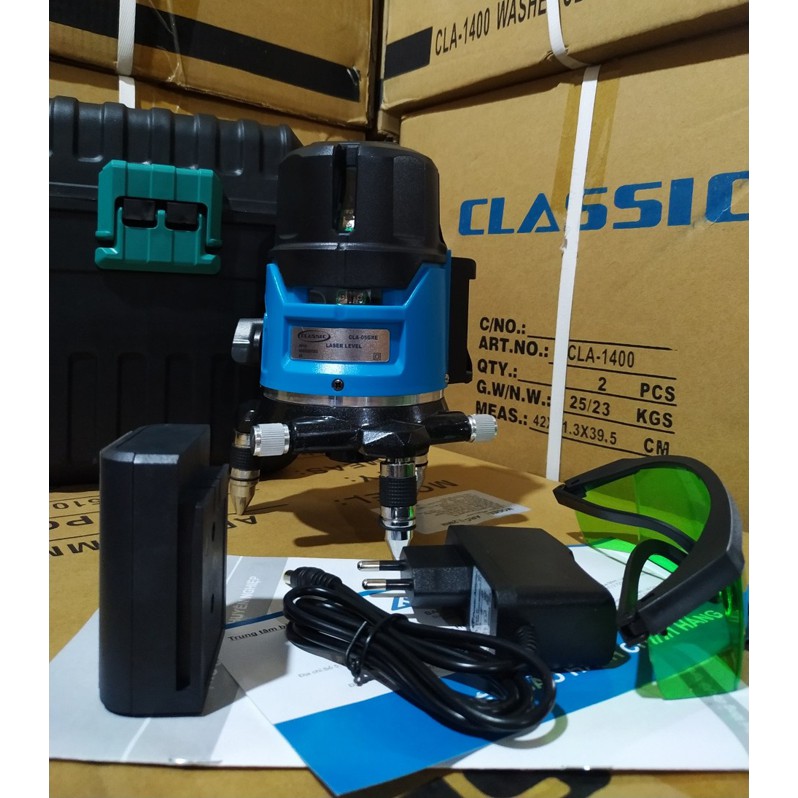 Máy đo vuông góc laser, thủy bình đo cân bằng 5 tia xanh trong xây dựng Classic CLA-05GRE chất lượng cao