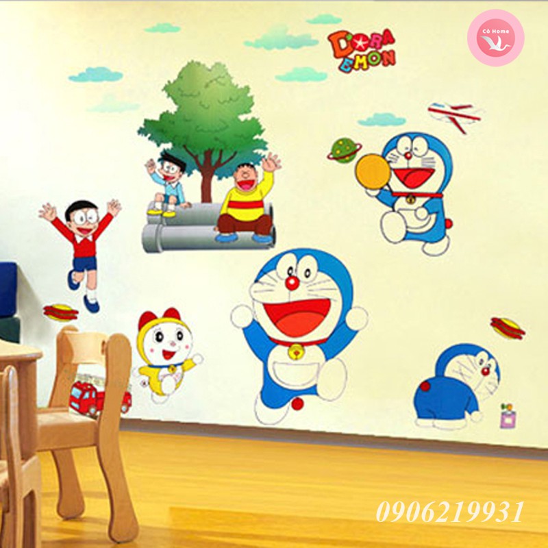 Tranh Dán Tường Cho Bé  - Decal Dán Tường Cho Bé - Tranh Dán Doreamon TE34