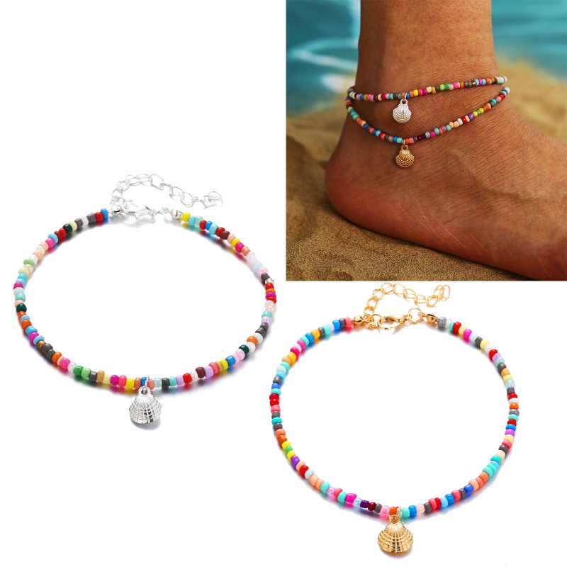 Lắc Chân Chuỗi Hạt Co Giãn Nhiều Màu Phong Cách Boho