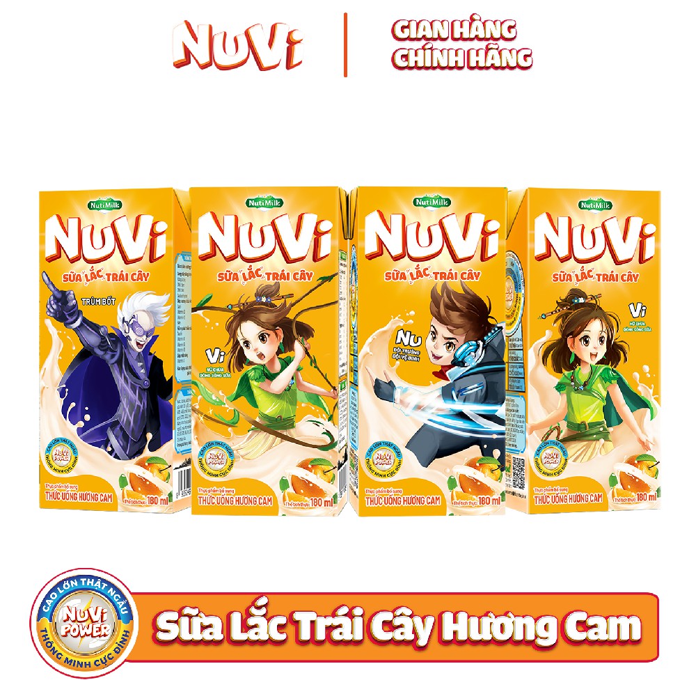 Thùng 48 hộp sữa Nutifood NuVi TU hương Cam SLTC hộp 180ml