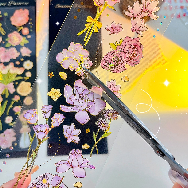 1 Sticker Dán Tường Hình Khu Vườn Bốn Mùa Dùng Trang Trí Sổ Tay