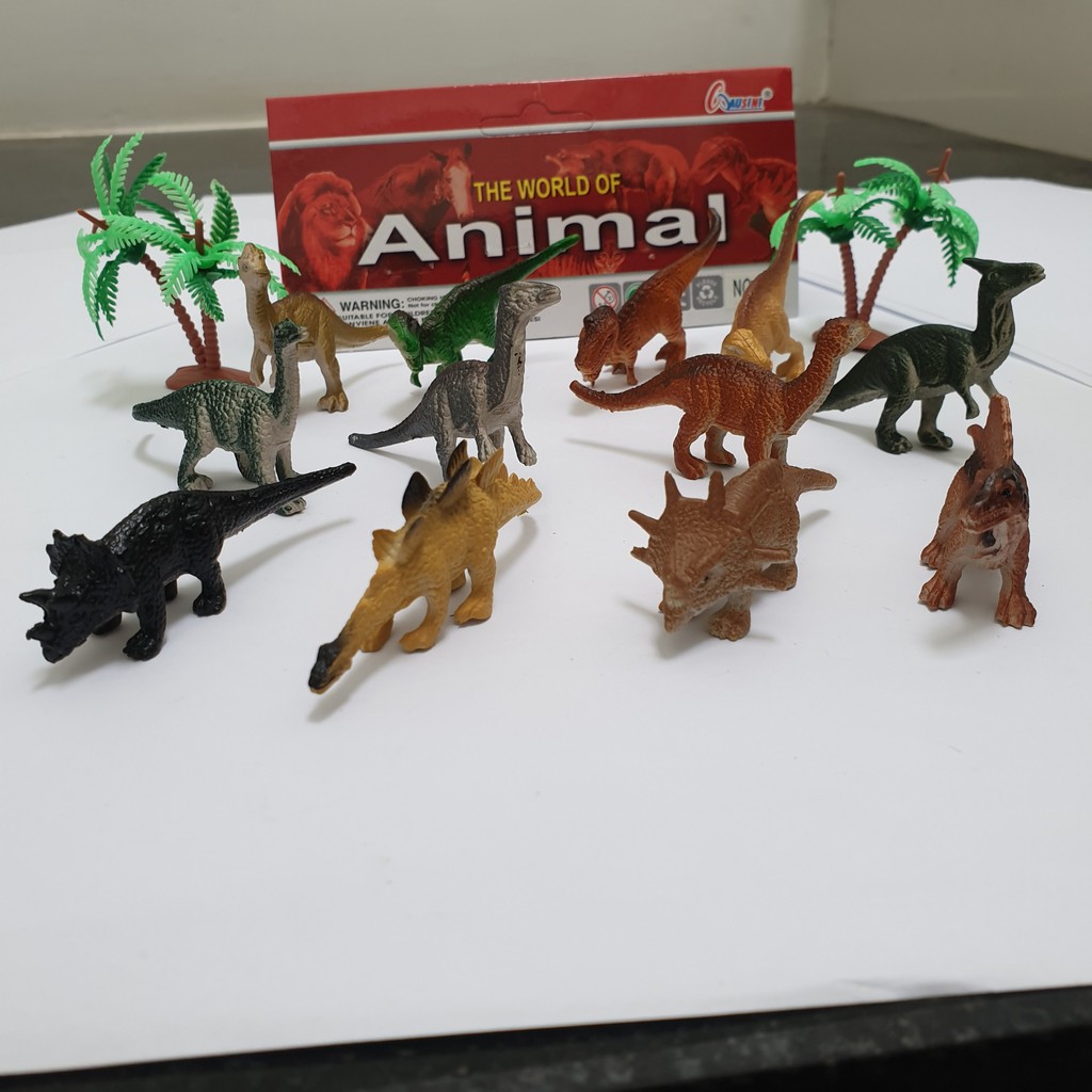 Bộ 12 mô hình khủng long (5-7 cm) Animal World 129 làm đồ chơi phát triển trí não, khả năng nhận biết, nói và ghi nhớ