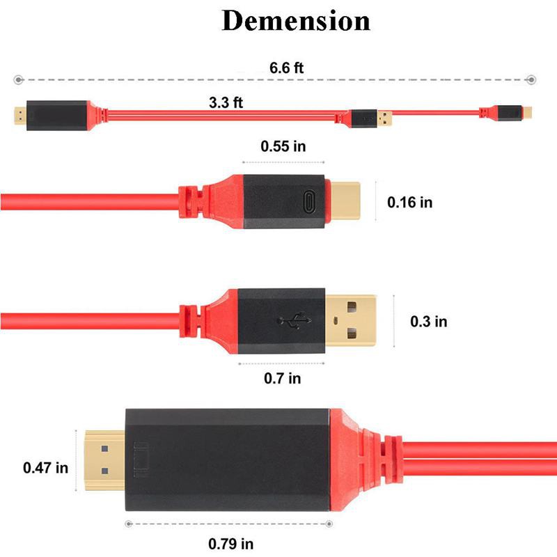 Cáp chuyển đổi đầu USB Type C sang HDMI với dây sạc cho Samsung Galaxy S8 S8 p Plus