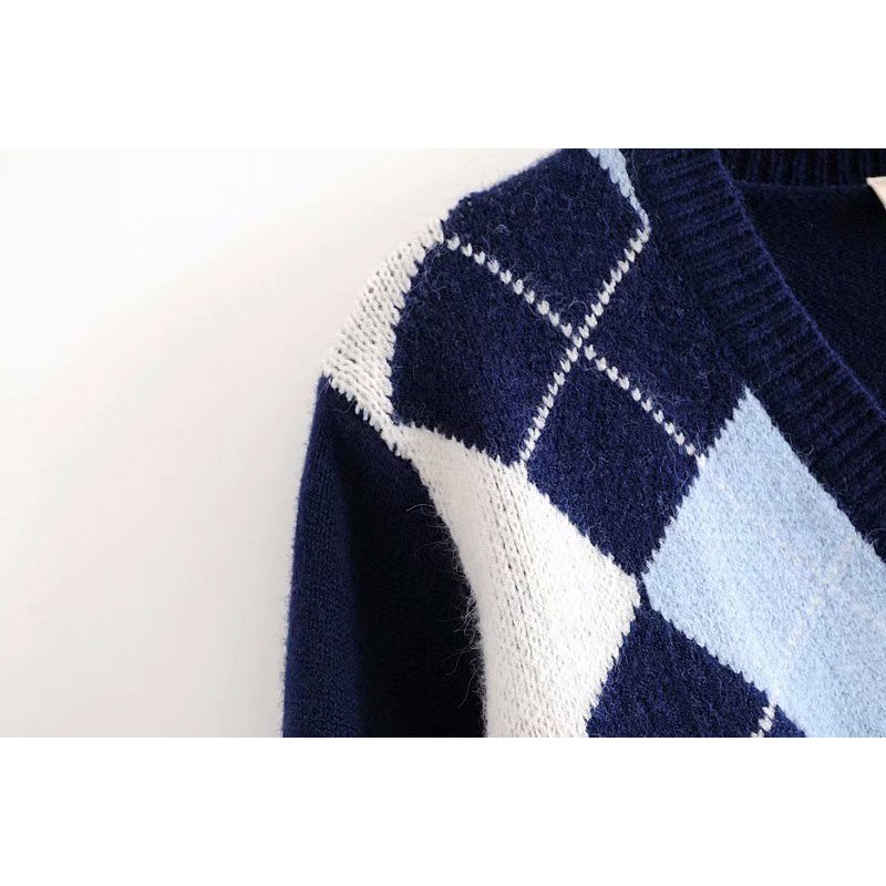 Áo Cardigan Tay Dài Dệt Kim Cổ V Họa Tiết Quả Trám Phong Cách Cổ Điển - Len Cao Cấp - Elizabeth Cardigan