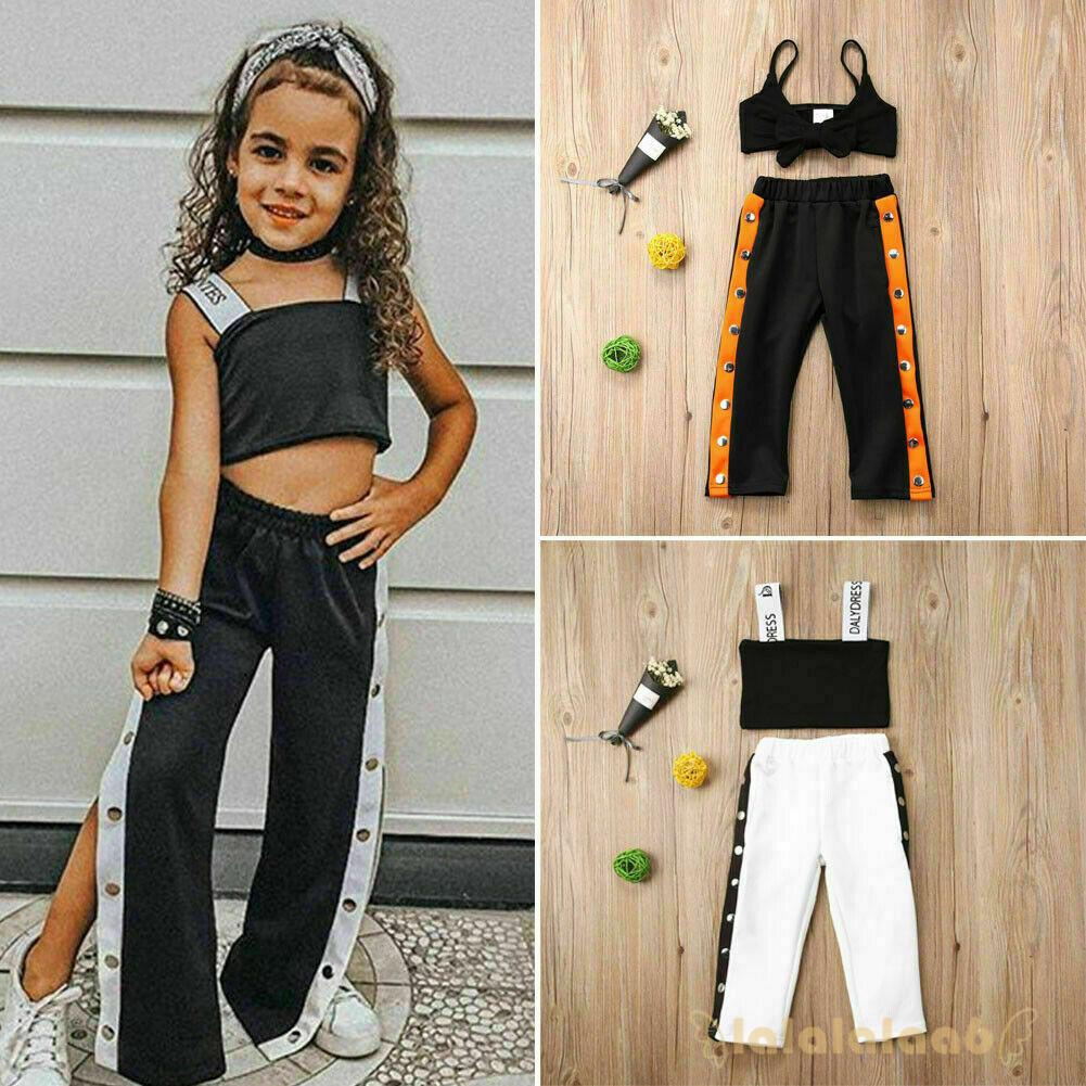 Set Áo Croptop 2 Dây+Quần Dài Cho Bé Gái