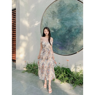 Lalya_d388_váy 2 dây dập ly 3 tầng-hoabe