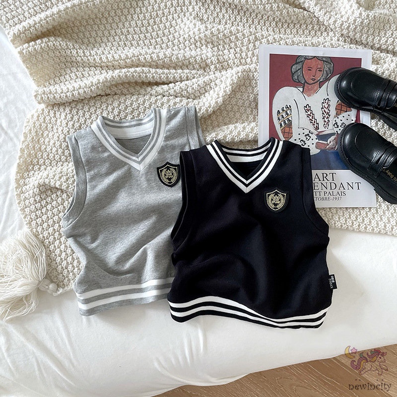 Áo ba lỗ không tay cổ chữ V phong cách mùa đông Hàn Quốc cho bé trai