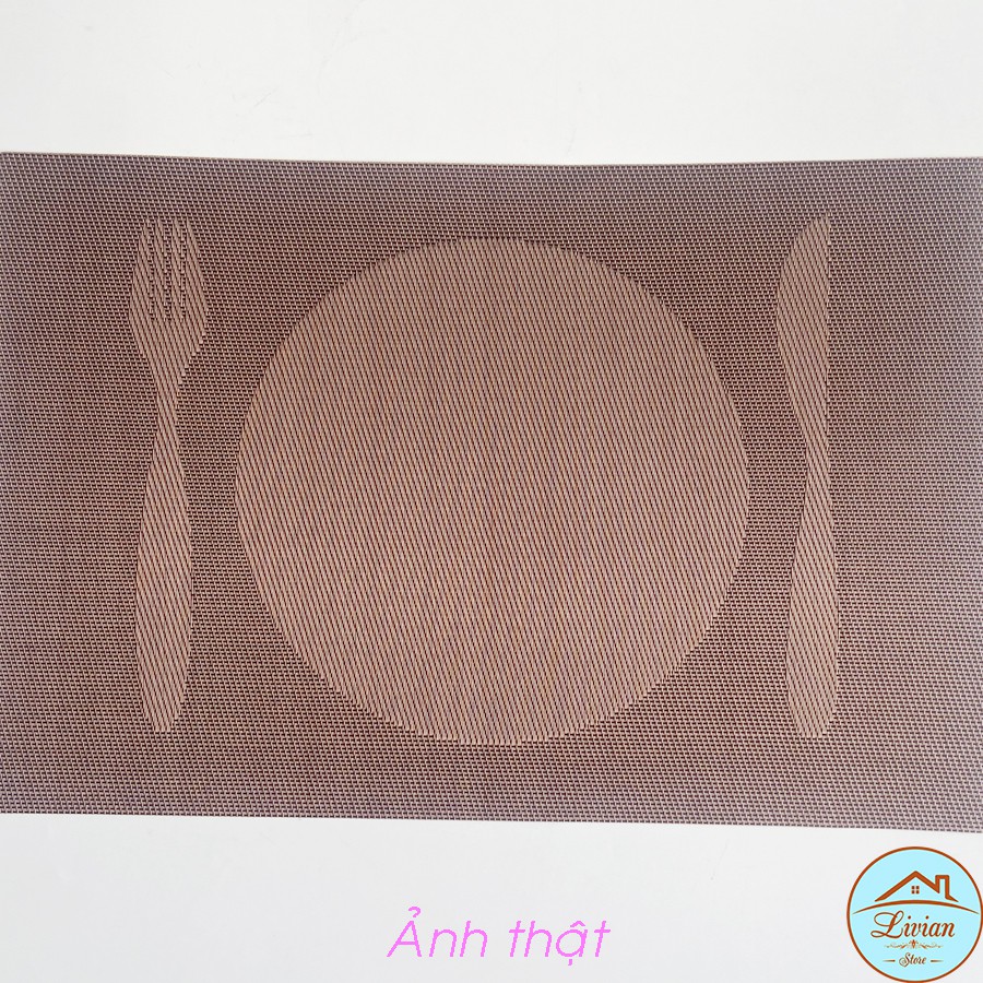 Tấm lót bàn ăn hình chữ nhật họa tiết đốm tròn ly dĩa � phụ kiện trang trí bàn ăn