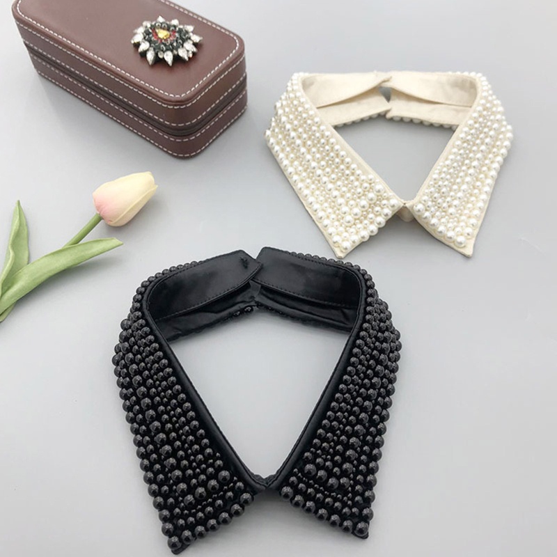 Cổ Áo Sơ Mi Đính Ngọc Trai Nhân Tạo Có Thể Tháo Rời Thời Trang