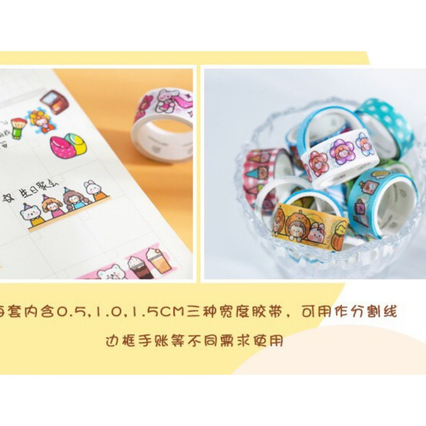 Washi tape hộp 16 cuộn băng dính Yuxian dán sổ | BSW111