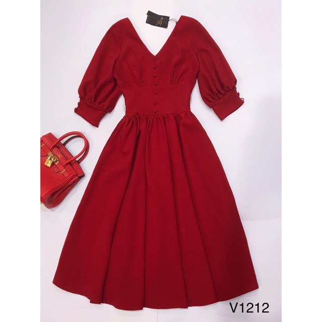 Đầm nữ đỏ dáng xòe bóp eo V1212 Mie Design kèm ảnh thật - Đầm nữ cao cấp đầm váy nữ đẹp