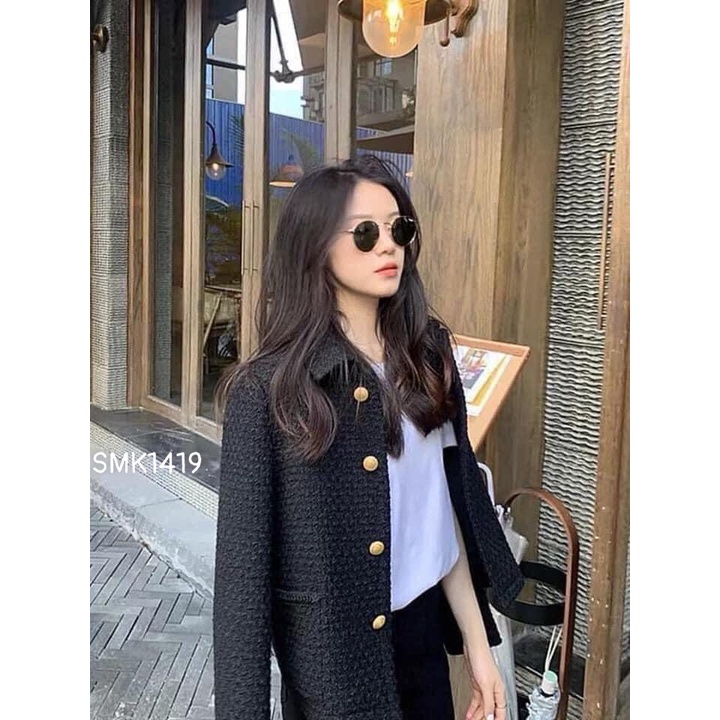 SMK1419- ÁO KHOÁC DẠ ĐEN DÁNG VEST