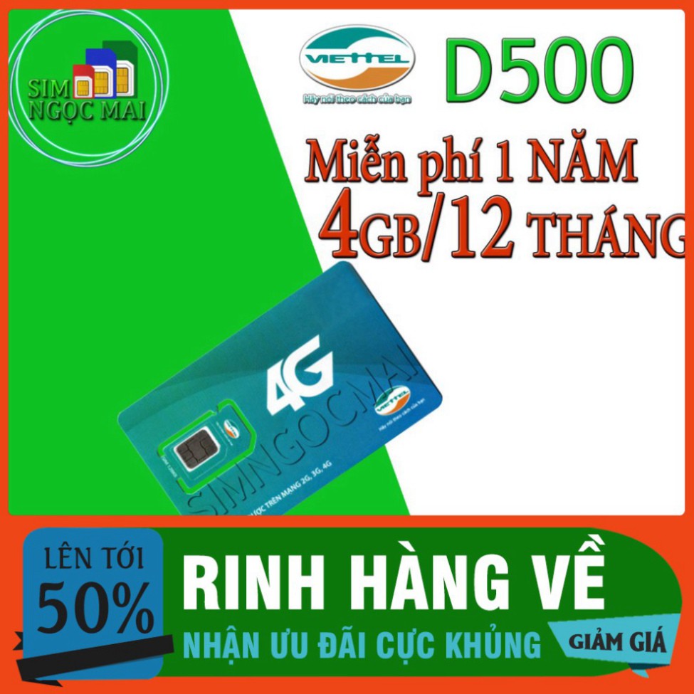 HẠ NHIỆT  [FREESHIP] Sim 4G Viettel D500 - D500T  5Gb/tháng Trọn Gói 1 Năm Không Nạp Tiền - NGHE GỌI ĐƯỢC $$$